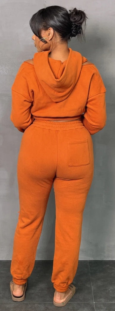 Zipper Crop Top Sweatsuit