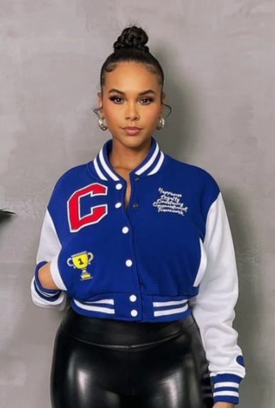 Fleece Crop Varsity Jacket