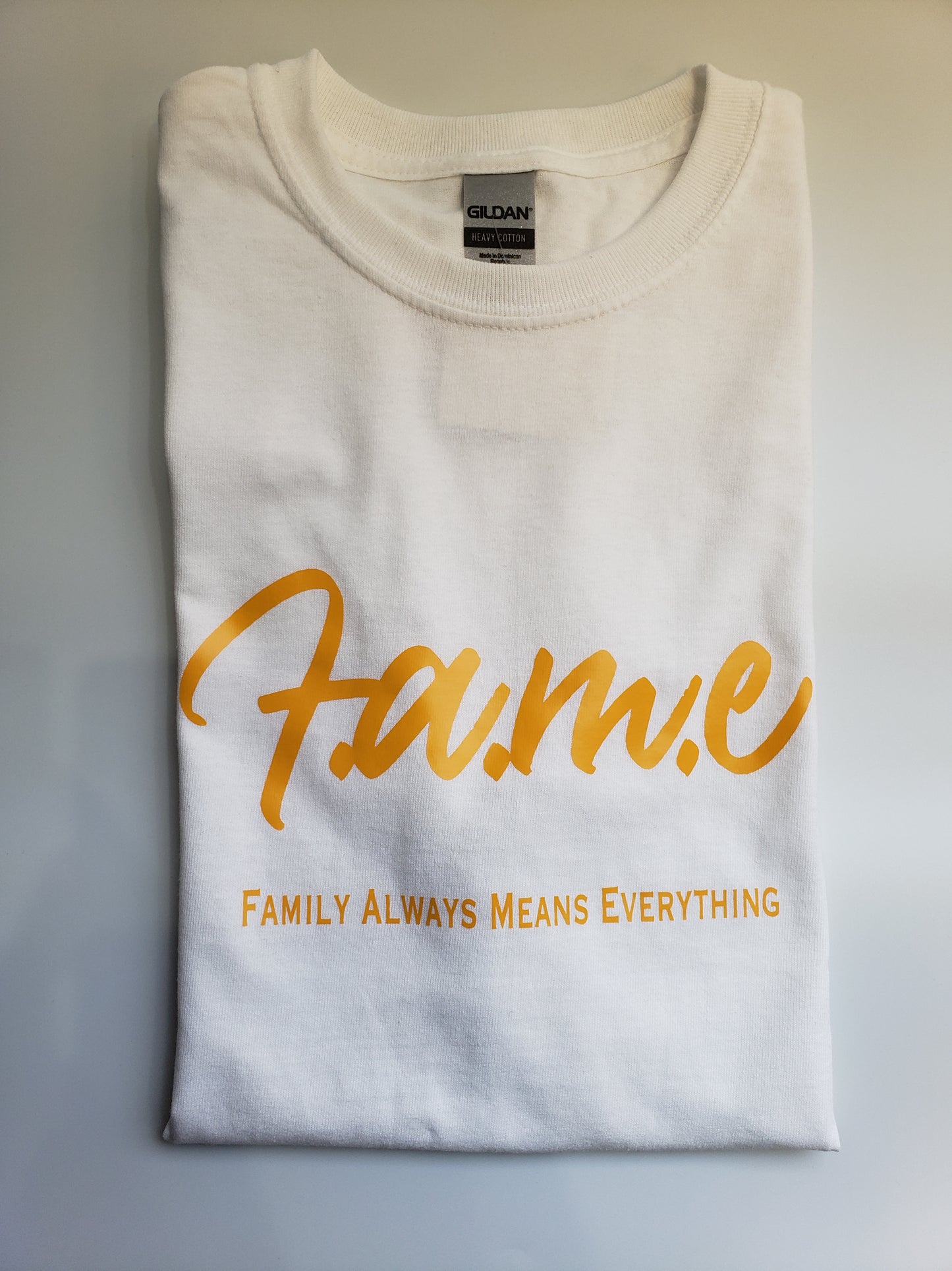 F.A.M.E White/Yellow T-Shirt (Design 2)