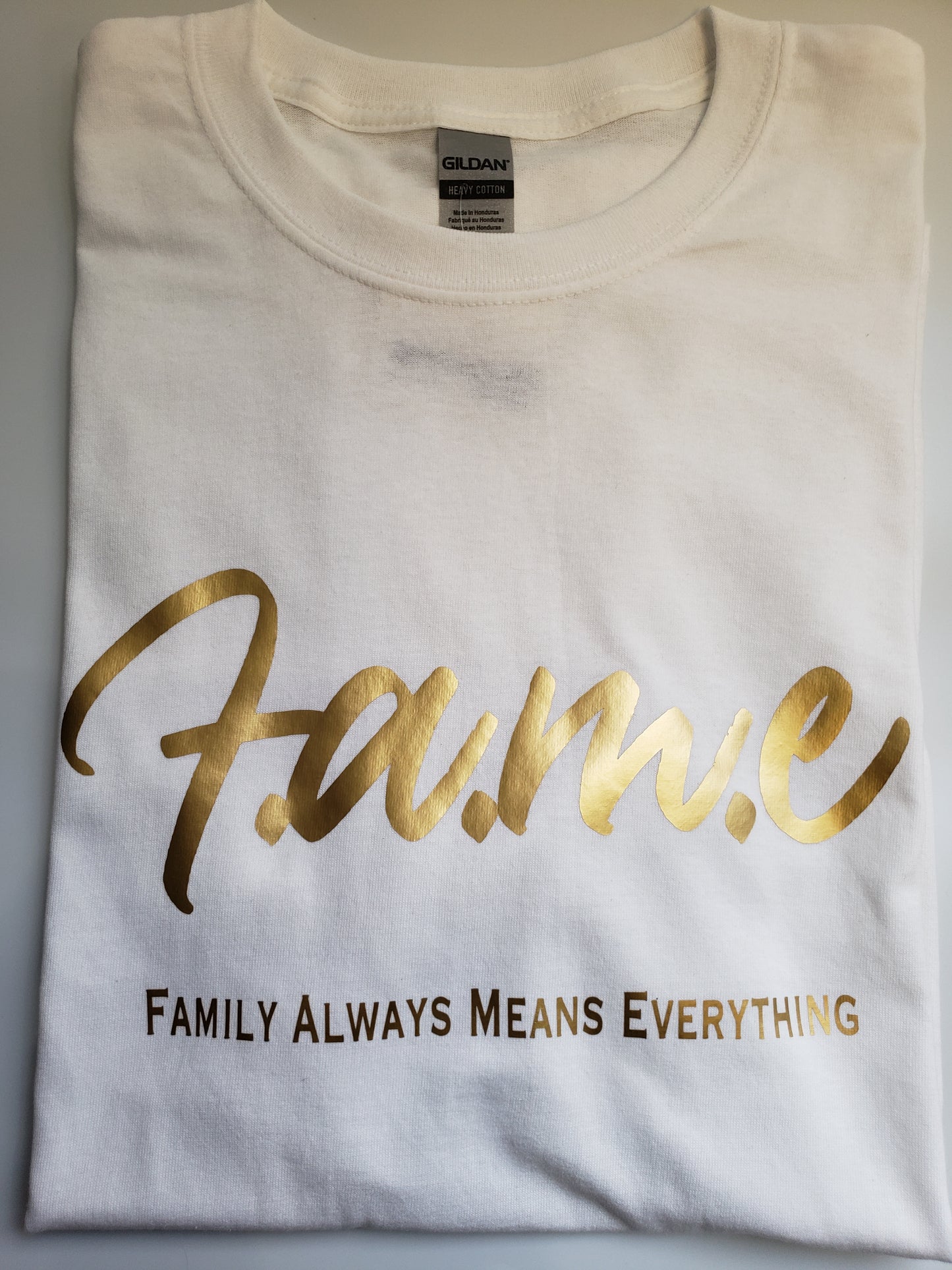 F.A.M.E White/Gold T-Shirt (Design 2)