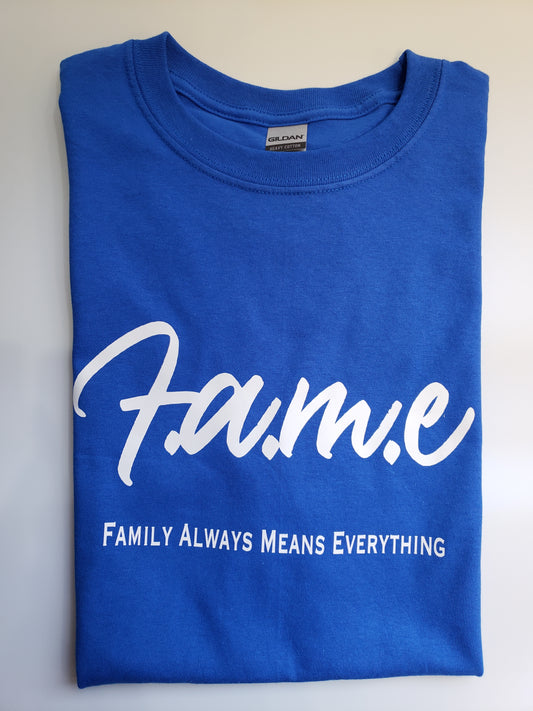 F.A.M.E Blue/White T-Shirt (Design 2)