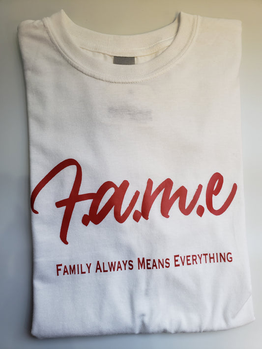 F.A.M.E White/Red T-Shirt (Design 2)