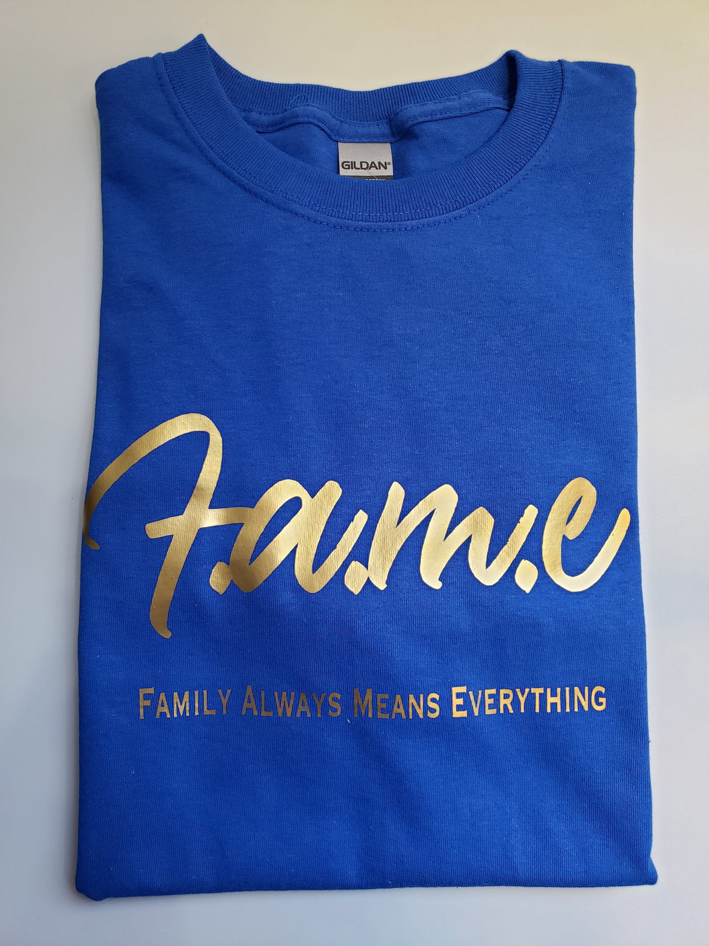 F.A.M.E Blue/Gold T-Shirt (Design 2)