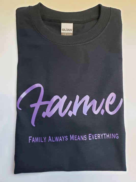 F.A.M.E Black/Purple T-Shirt (Design 2)