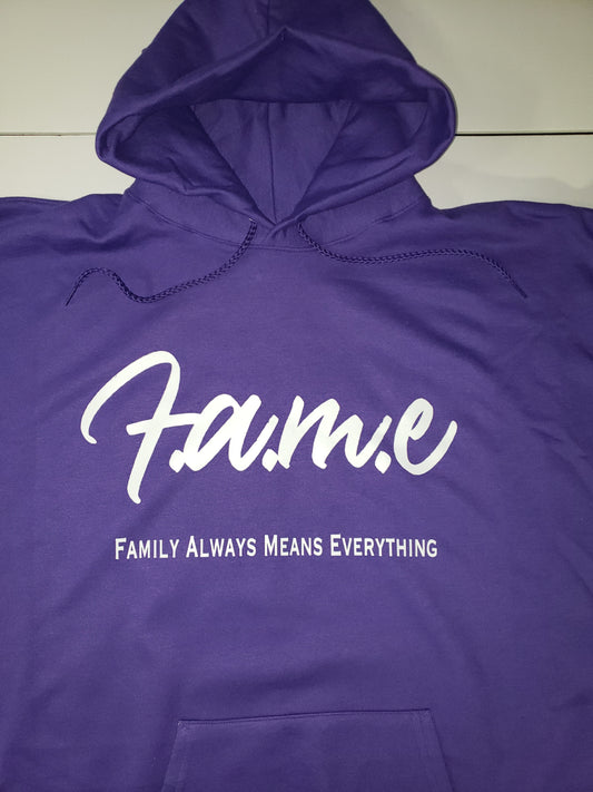Original F.A.M.E Purple/White Hoodie (Design 2)
