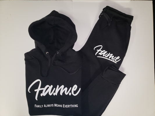 F.A.M.E Heavy Blend Fleece Black Sweatsuit (Design 2)