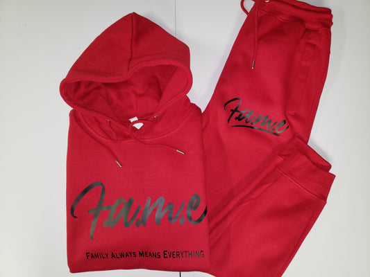 F.A.M.E Heavy Blend Fleece Red Sweatsuit (Design 2)